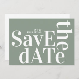Sage Green White Bold Simple Save The Date