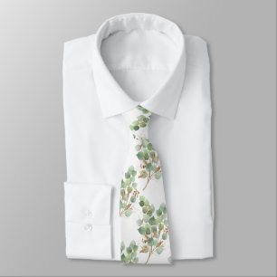 SAGE GREEN WHITE BOTANICAL MENES KRAWATTE