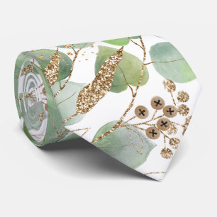 SAGE GREEN WHITE BOTANICAL MENES KRAWATTE