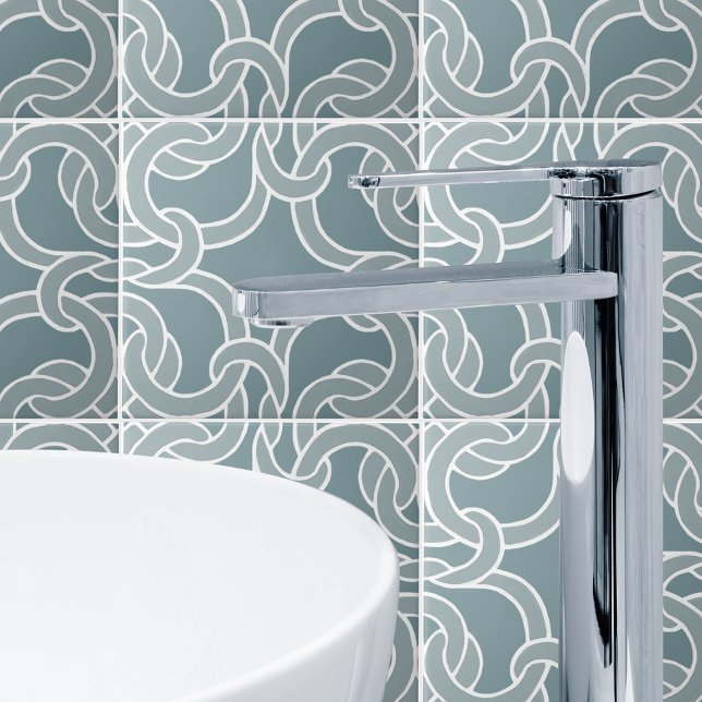 Sage Green White Celtic Knot Nahtlose Muster Tile Fliese (Von Creator hochgeladen)