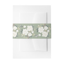Sage Green White Chinoiserie Blumenzehen Einladungsbanderole