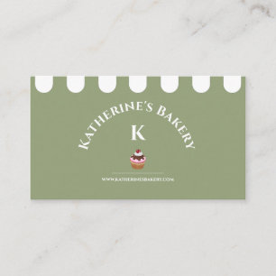 Sage Green White Eleganery Bäckerei Business Card Visitenkarte