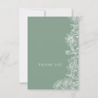 Sage Green White Floral Danke Note Card