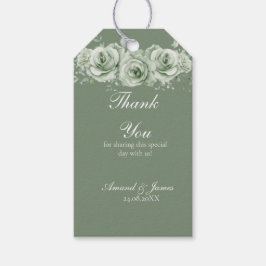 Sage Green White Floral Rustic Wedding Favor Tags Geschenkanhänger