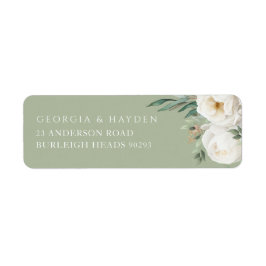 Sage Green & White Floral Wedding Return Address