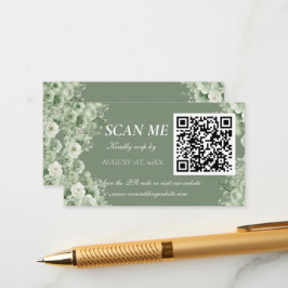 Sage Green White Floral Wedding RSVP  Begleitkarte