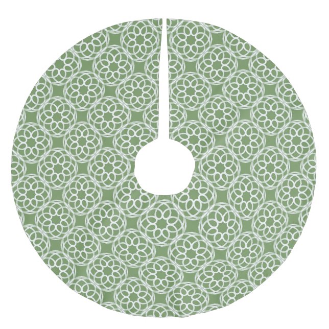 Sage Green White Geometric Muster nahtlos Polyester Weihnachtsbaumdecke (Vorderseite)
