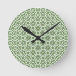 Sage Green White Geometric Muster nahtlos Runde Wanduhr
