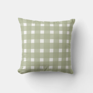 Sage Green White Gingham Pattern Kissen