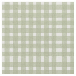 Sage Green White Gingham Pattern Stoff