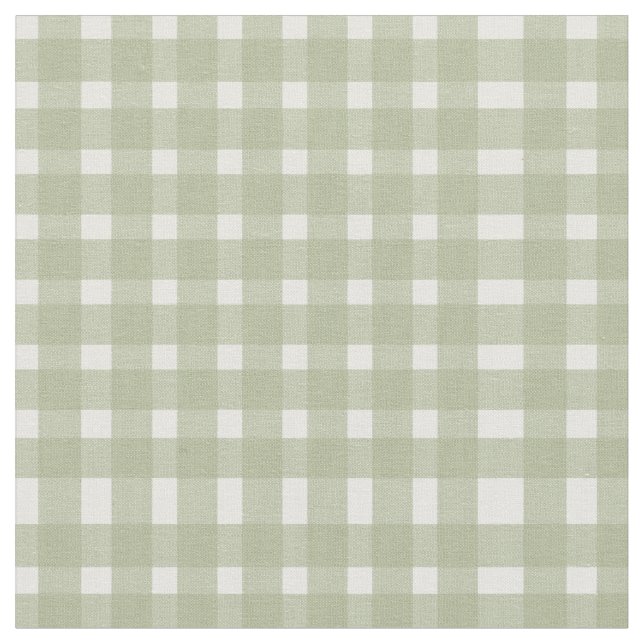 Sage Green White Gingham Pattern Stoff (Nahaufnahme)