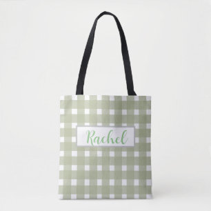 Sage Green White Gingham Personalisiert