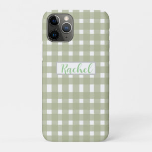 Sage Green White Gingham Personalisiert Case-Mate iPhone Hülle