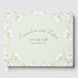 Sage Green White Rose Wedding Gästebuch