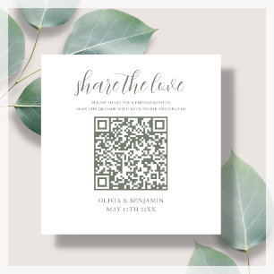 Sage Green White Share - Liebe QR-Code Begleitkarte