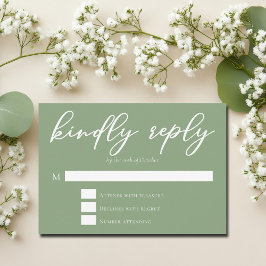 Sage Green White Typografy Wedding Kindly Antwort