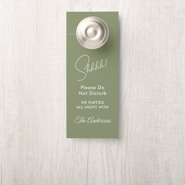 Sage Green White Wedding Door Hanger Türanhänger (Auf Knauf)