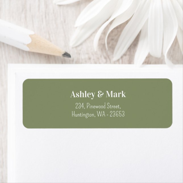 Sage Green White Wedding Return-Adressetikett (Insitu)