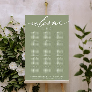 Sage Green White Wedding Welcome Chart Poster