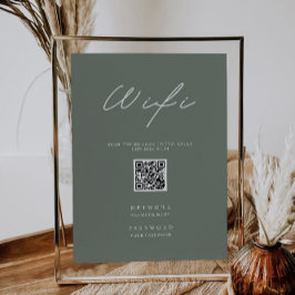 Sage Green Wifi Code, QR Code Wifi Connect Einladung