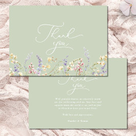 Sage Green Wildblume Babydusche Dankeskarte