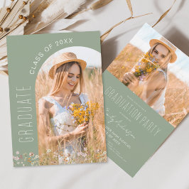 Sage Green Wildblume Bloom Graduation Party Einladung