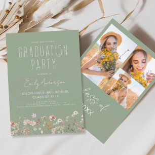 Sage Green Wildblume Bloom Graduation Party Foto