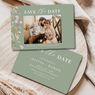 Sage Green Wildblume Blumenfarben Hochzeit Save The Date