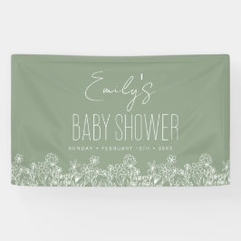 Sage Green Wildblume Boho Babydusche Banner