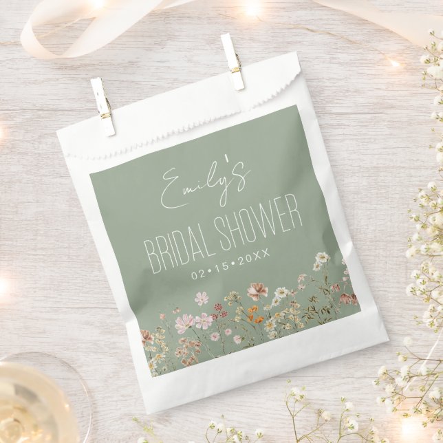 Sage Green Wildblume Boho Brautparty in Bloom Geschenktütchen (Ausgeschnitten)