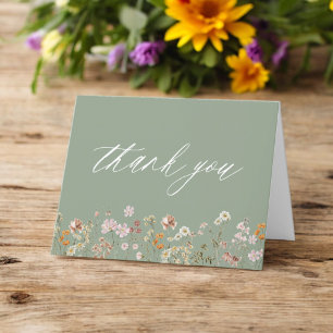 Sage Green Wildblume Brautparty Garden Dankeskarte