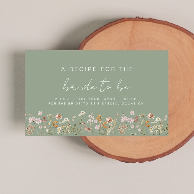 Sage Green Wildblume Brautparty Rezept Share Begleitkarte (Von Creator hochgeladen)