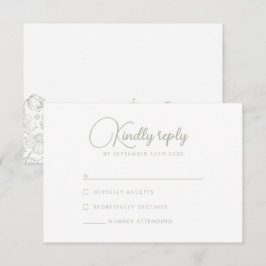 Sage Green Wildblume Elegante Wedding RSVP Card Karte