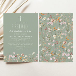 Sage Green Wildblume First Heilige Kommune Einladung