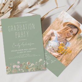 Sage Green Wildblume Graduation Party Boho Bloom Einladung