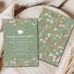 Sage Green Wildblume Graduation Party Boho Bloom Einladung