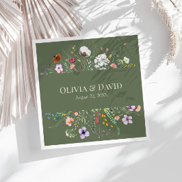 Sage Green Wildblume Meadow Wedding Napkins Serviette