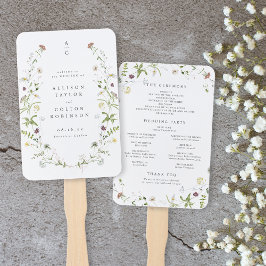 Sage Green Wildblume Rustic Boho Hochzeitsprogramm Fächer