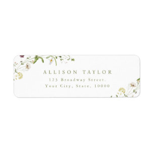 Sage Green Wildblume Rustic Boho Rücksendeadresse