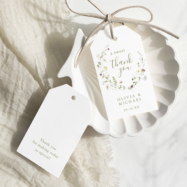 Sage Green Wildblume Rustic Boho vielen Dank für I Geschenkanhänger (Elegant Wildflower Rustic Boho thank you favors Gift Tags)
