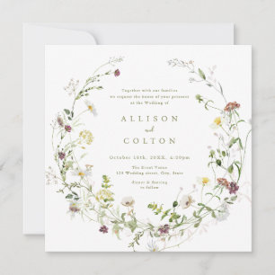 Sage Green Wildblume Rustic Boho Wedding Einladung