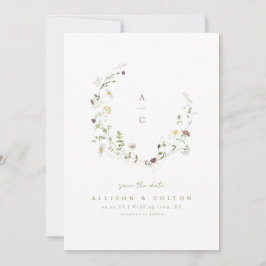 Sage Green Wildblume Rustic Boho Wedding Monogramm Save The Date