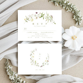 Sage Green Wildblume Rustic Boho Wedding RSVP