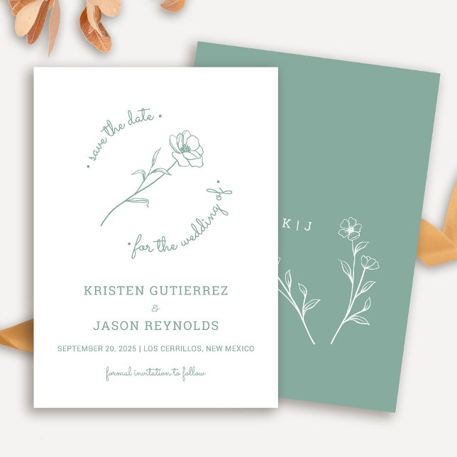 Sage Green Wildblume Save the Date Einladung (Sage Green Wildflower Save The Date)