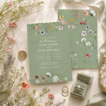 Sage Green Wildblume Wedding Einladung