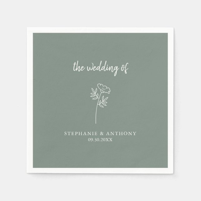 Sage Green Wildblume Wedding Napkins Serviette (Vorderseite)