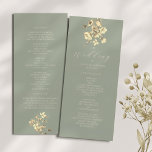 Sage Green Wildblume Wedding Program Programm<br><div class="desc">Begleiten Sie Ihre Gäste durch die Zeremonie mit diesem eleganten Brautprogramm. Die Mischung aus rustikalem Charme und edlem botanischen Stil ist mit weichen beigen Wildblumen und zarten Schriften geschmückt. Ideal für neutrale,  bohobische oder Gartenhochzeiten.</div>