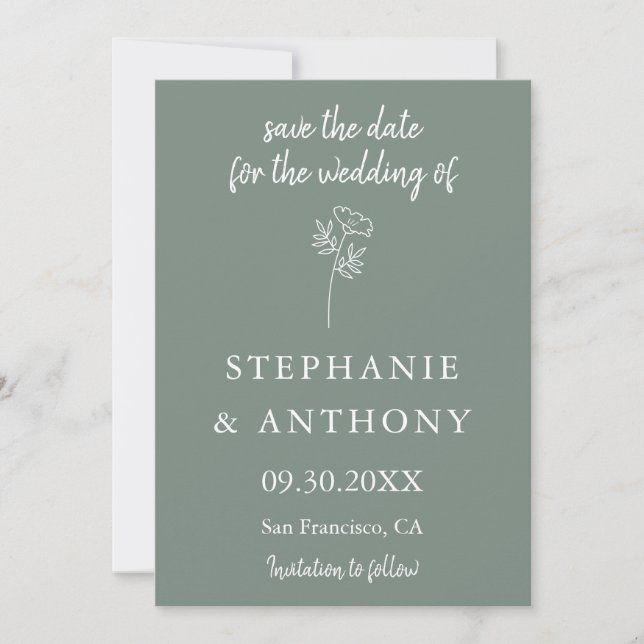 Sage Green Wildblume Wedding Save The Date