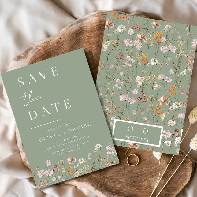 Sage Green Wildblumen Boho Save the Date (Von Creator hochgeladen)