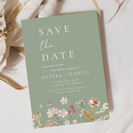 Sage Green Wildblumen Boho Save the Date